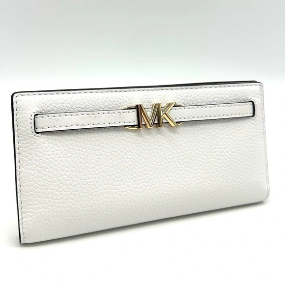 Michael Kors Reed Large Snap Bifold Wallet White/Gold - Picture 1 of 9